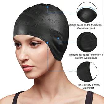 Bonnet de bain en silicone de protection des oreilles, unisexe. Bonnet de bain en silicone professionnel pour adultes, femmes, cheveux longs, étanche et anti-buée. Accessoires de plage, flotteur de piscine