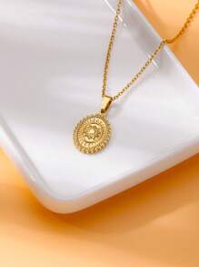 1 Stück hochwertiger Edelstahl Sonnenanhänger Halskette für Frauen Edelstahlschmuckgeschenk