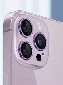 苹果相机镜头保护膜水钻镶嵌镜头保护套生日、家人、朋友礼物闪亮水晶、镜头保护膜、手机配件防水防震防摔防摔防刮防指纹全覆盖 - 紫色 - 查看 5