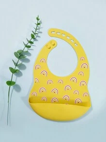 1個彩虹圖案嬰兒口水巾,防水,防油,易於清洗,6個扣子可調節,適合日常使用 - 黃色 - 查看 6