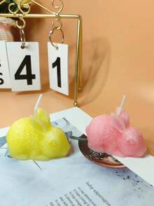 1 Miếng Thủ công Con thỏ Hình dạng Dầu thơm Nến Với Màu sắc Sự khác biệt - Xám - Xem 3