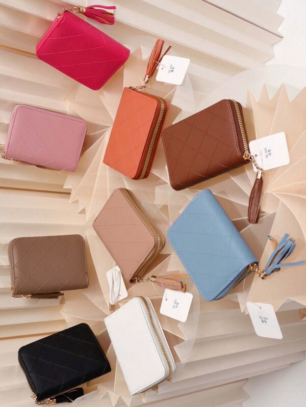 Carteira Feminina Porta Cartão com Zíper Franja Cor Sortida Envio Cor Aleatória