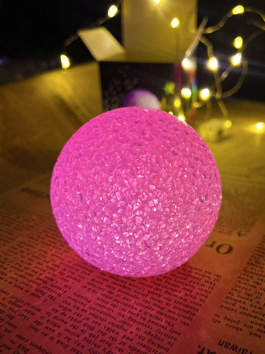 1入組7.5cm圓球夜燈,7色變換,eva材質,包含按鈕電池,可愛的卡通室內裝飾,節慶裝飾道具,睡眠燈 - 白色 - 查看 1