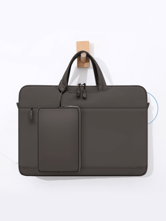 2Pcs Plain Laptop Bag + Power Adapter Bag Scratch-Resistant Plush Inner Lining Business Commute Multi-Function Bag Lightweight High-Capacity Men And Women Handbag Classroom Laptop Bags Classroom Bags Teacher Storage Bags Classroom Organizer Bags