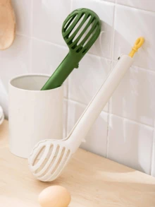 1pc White Kitchen Noodle Ladle, Golf-Shaped Egg & Noodle Strainer With Multifunctional Design - White - View 6