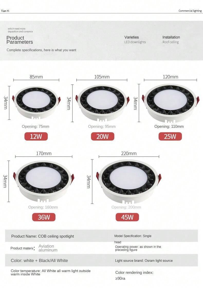 3-Level Adjustable Led Recessed Downlight Spot Light, Anti-Glare Cob ...