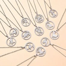 1 Miếng Thép không gỉ Chòm sao Dây chuyền , Không giới tính Thiết kế Đối với Cặp đôi , Tối giản Và Hợp thời Xương quai xanh Chuỗi Với Quá quắt Phong cách - Bạc - Xem 12