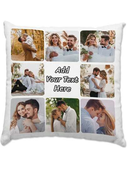 1pc Customized Private Photo Pattern Super Soft Throw Pillow Cover, Personalized Single-Sided Printed Pillow Sham For Mother's Day, Father's Day, Thanksgiving, Teacher's Day, Customize Your Own 2 Photos Combination, Gift For Family, Friends, Yourself (Pillow Insert Not Included)