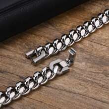 1 Stück minimalistisches Edelstahl Panzerkette Armband, Silber/Gold/Schwarz, modisches Geschenk für den besten Freund des Mannes