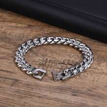 1 Stück minimalistisches Edelstahl Panzerkette Armband, Silber/Gold/Schwarz, modisches Geschenk für den besten Freund des Mannes