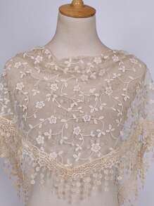 1 pieza/2 piezas Chal/Bufanda de mujer de unicolor/estampado de encaje con flecos, casual y versátil para primavera/verano - bufanda triangular - Ver 18