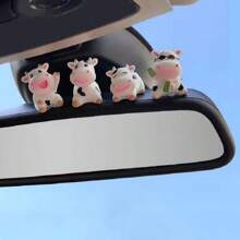 8pcs Auto Cute Anime Plastic Cartoon Little Cow Car Accessories Gift Interior Hanging Ornament Rear View Mirror Decorations - Multicolor - View 4