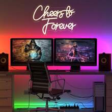 Cheers To Forever Neon Sign White Neon Light Cheers To Forever Led Neon Light Adjustable Letter Neon Sign For Wedding Engagement Valentines Man Cave Game Room Bar Store Party Art Decor Gifts