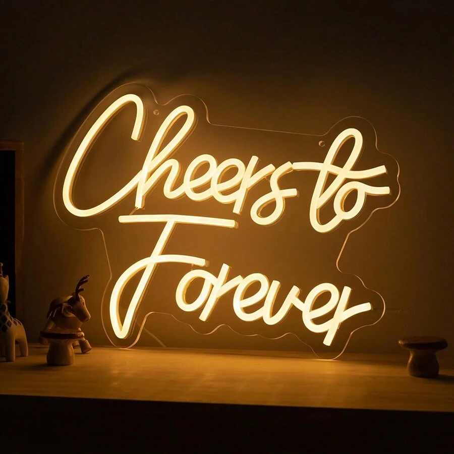 Cheers To Forever Neon Sign White Neon Light Cheers To Forever Led Neon Light Adjustable Letter Neon Sign For Wedding Engagement Valentines Man Cave Game Room Bar Store Party Art Decor Gifts