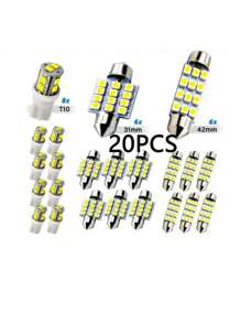 多功能汽車led燈組合套裝,t10寬指示燈、雙點閱讀燈、車牌燈、室內照明,20/24/28/42/48入套裝