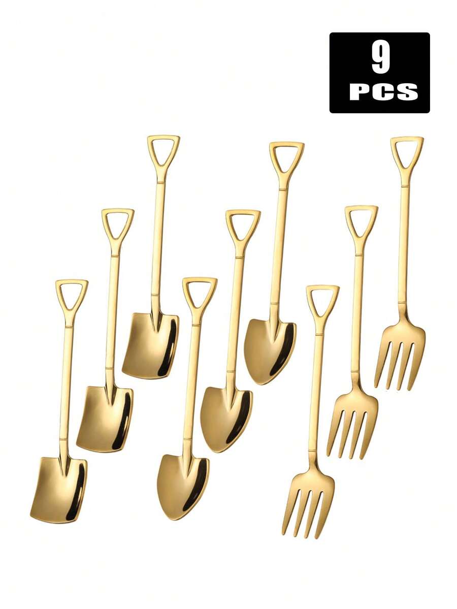 3/9pcs Stainless Steel Shovel, Dessert Fork, Ice Cream Scoop