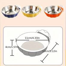 1pc Plastic & Stainless Steel Detachable Pumpkin-Shaped Pet Food And Water Bowl - Adjustable Height For Convenient Feeding And Cleaning