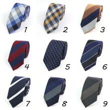 1 pieza Corbata delgada formal de negocios para hombres a cuadros y rayas de 6 cm, adecuada para el trabajo, uso diario, bodas y fiestas