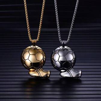 1pc New Stylish Football Pendant Personalized Unisex Stainless Steel Necklace Jewelry For Festival/Birthday Gifts
