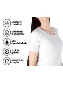 Camiseta Algodão Egípcio Feminina Premium Slim Lisa Básica - Branco - Visão 6