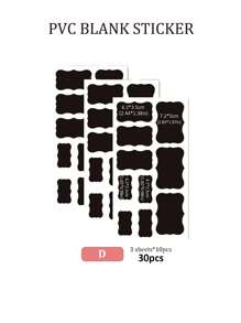 黑色PVC空白貼紙，可重複使用擦拭、防水、帶膠，家用廚房收納分類標籤材料，用於烘焙和甜點包裝貼紙，可命名保質期和使用期限，適用於玻璃瓶和調味品瓶，提供多種尺寸和形狀：24片/30片/36片/45片禮品袋用 - 黑色 - 查看 11