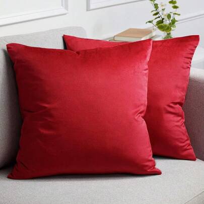 1pc Plain Cushion Cover Without Filler, Striped Velvet Square Pillowcase For Sofa, Home Decor