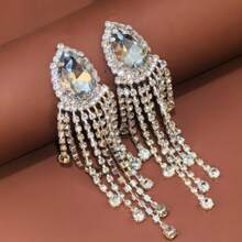 1 Pendiente De Diamantes De Imitación De Moda Para Mujer: Una Excelente Opción Para Fiestas Y Bodas - Plateado - Ver 15