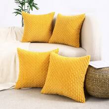 4pcs/Set Chain Shaped Double Sided Plusheen Decorative Cushion Cover (Pillow Core Not Included) - Yellow - View 1