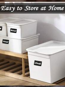 黑色PVC空白貼紙，可重複使用擦拭、防水、帶膠，家用廚房收納分類標籤材料，用於烘焙和甜點包裝貼紙，可命名保質期和使用期限，適用於玻璃瓶和調味品瓶，提供多種尺寸和形狀：24片/30片/36片/45片禮品袋用 - 黑色 - 查看 5