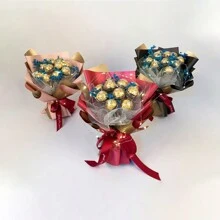 1pc/21pcs DIY Candy & Chocolate Flower Stand, Includes 10 Clear Balls And 10 Bamboo Sticks, Suitable For Anniversary Party And Birthday Bouquet