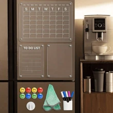 1pc Transparent Acrylic Magnetic Message Board Erasable Weekly Planner/To-Do List Fridge Magnet For Household And Office (+1 Whiteboard Marker) Best Gifts Birthday Graduation - Multicolor - View 4