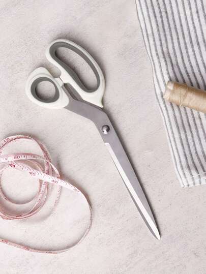 1 Pieza Tijeras De Sastre De Acero Inoxidable Multifuncionales Con Mango Blanco, Ideal Para Cortar Tela, Papel Y Costura