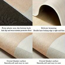 1入組棕色九宮格風格山水和熊和鹿圖案裝飾地毯,使用水晶絨面料,800克/平方米,點膠防滑底部和花朵壓花技術,適用於客廳和臥室地板裝飾,防水和舒適的坐墊,可用於酒店客房地板裝飾 - 棕色 - 查看 8