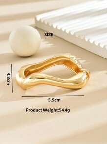 1pc Asymmetrical & Geometric & Punk Wave Design Simple Style High-End Metal Open Bangle Bracelet For Women, Suitable For Daily, Work, Commuting, Business Events, Parties, Dinners, Street Shopping, Music Festivals, Bars, And Socialites - wavy - View 10