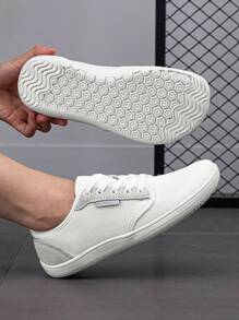 (One Size Larger) Women's Fitness Shoes, Women's Lightweight Casual Walking Shoes, Comfortable Non-Slip Rubber Sole Wide Toe Barefoot Shoes, Unisex Sports Shoes - White - View 3