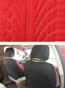 5 Seats Full Set Universal Car Seat Covers, Made Of Polyester Fabric With 4mm Sponge And Compression Technique, With Iron-On Butterfly Pattern, Multiple Colors Available. Suitable For Small And Medium-Sized Cars. - Red - View 5