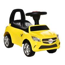 HOMCOM Macchina Giocattolo per Bambini Cavalcabile con Volante, Musiche e Fari, Età 18-36 Mesi, 63.5x28x36cm, Giallo
