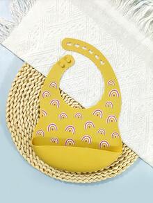 1個彩虹圖案嬰兒口水巾,防水,防油,易於清洗,6個扣子可調節,適合日常使用 - 黃色 - 查看 4