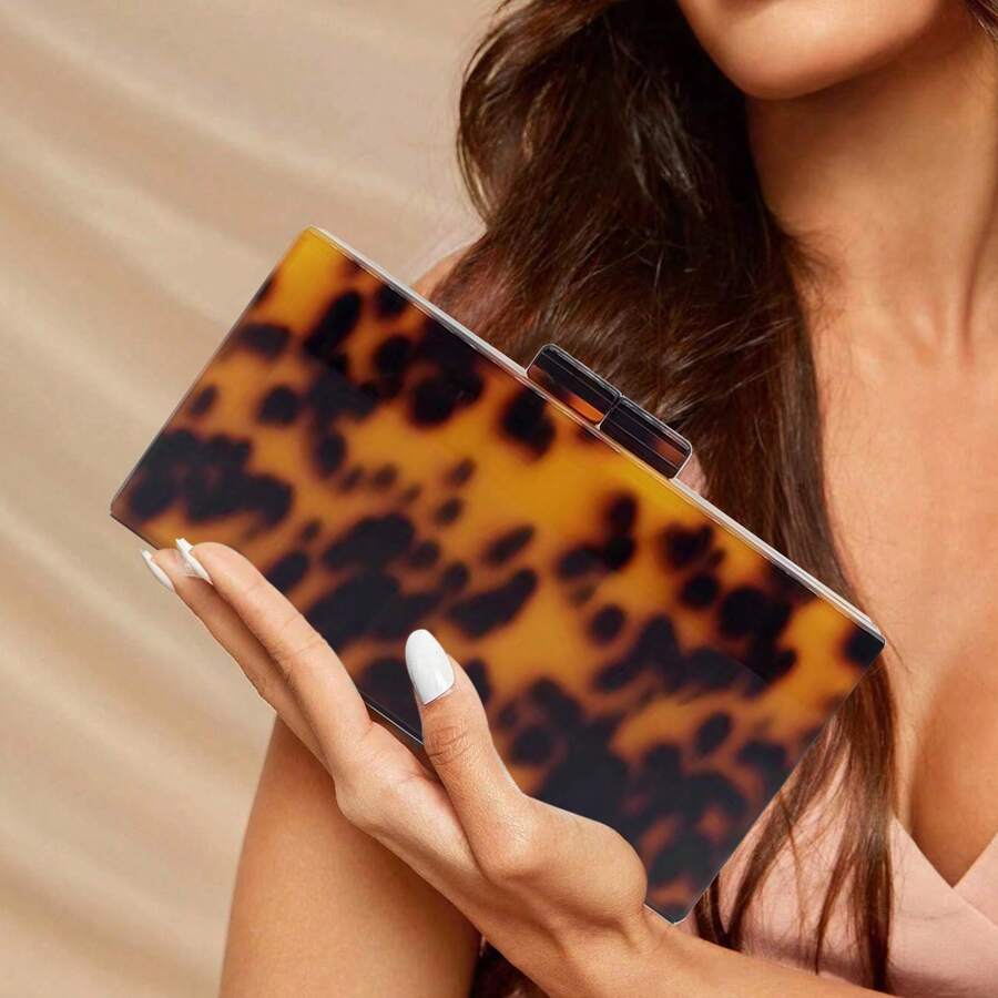 Leopard Print Clutch Bag With Chain Strap, Suitable For  Party, Banquet Or Night Out - Multicolor - View 1
