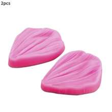 2pcs/Set  Home Leaf Shape Silicone Fondant Cake Molds Tool Decor Cooking Accessories - Pink - View 2