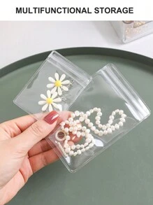 5pcs Mini Transparent Pvc Jewelry Storage Bag, Zipper Closure, Anti-Oxidation Earring Organizer, Jewelry Packaging Pouch Travel Essentials , Travel Organizer For Beach ,Summer Vacation Back To School School Supplies Holiday Camping Holiday Essentials Accessories Perfume For Women Perfume For Men Perfume Bottle - Clear - View 2