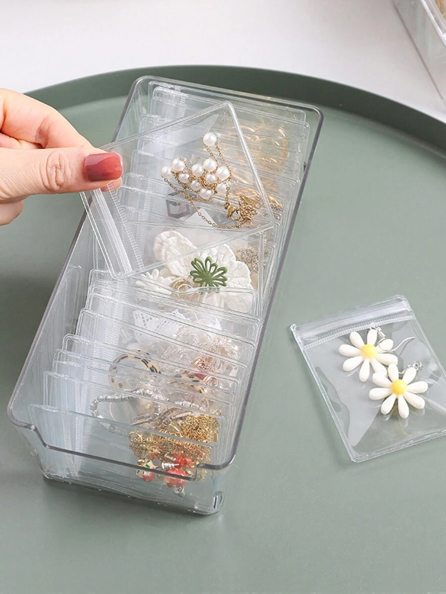 5pcs Mini Transparent Pvc Jewelry Storage Bag, Zipper Closure, Anti-Oxidation Earring Organizer, Jewelry Packaging Pouch Travel Essentials , Travel Organizer For Beach ,Summer Vacation Back To School School Supplies Holiday Camping Holiday Essentials Accessories Perfume For Women Perfume For Men Perfume Bottle - Clear - View 1