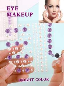150入組鑽石眼妝貼紙,鑽石臉貼紙,diy裝飾配件,適用於兒童舞台裝飾 - 彩色 - 查看 1