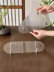 1pc Clear Horizontal Stripes Acrylic Cutlery Tray Decorative Display - Clear - View 3