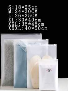 10/50 件哑光 EVA 透明 PE 拉链袋，服装收纳和旅行收纳袋，季节性服装包装卧室，收纳袋，收纳袋，家庭收纳，女式白色 T 恤，女式黑色裤子，女士冬装，连衣裙，女士冬装，优雅女装，女士白衬衫，长袖，女士白色连体裤，女士春季连衣裙，女士春季服装，春季，春季服装，极简主义，夏季上衣 - 白色 - 查看 3