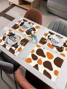 4pcs Cách nhiệt & Chống trơn trượt , Có thể giặt được , Thích hợp Đối với Tách cà phê , Bát & Đĩa , Nhà  Đồ trang trí Đối với Phòng bếp & Phòng ăn - màu nâu - Xem 8