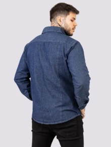Men Shirts - 淺色水洗藍 - 查看 5