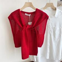 1pc 女士新款纯色针织披肩春秋季轻薄高档时尚个性配饰女 - 彩色 - 查看 14