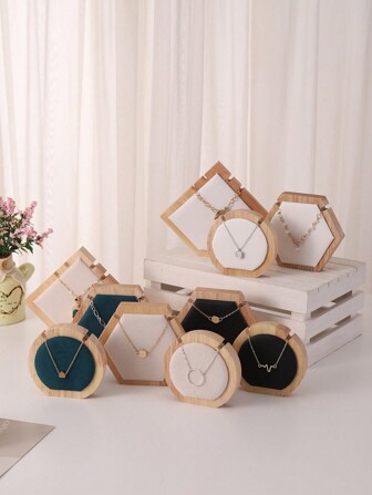 單件木質圓形多邊形珠寶展示架 - 完美展示吊墜、翡翠吊墜、戒指、耳環和項鍊