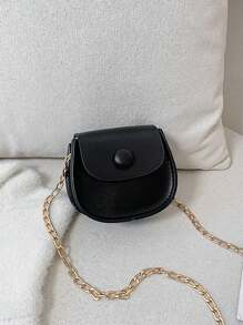 1pc Fashion Kids Children PU Leather Shoulder Bag Lovely Baby Girls Mini Chain Purse Cute Princess Crossbody Bag - Black - View 1